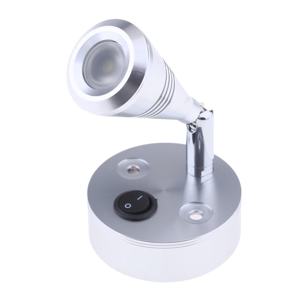 12V LED Wall Spotlight Reading Light Caravan/Boat 3W Cabin/Chart Lamp Silver