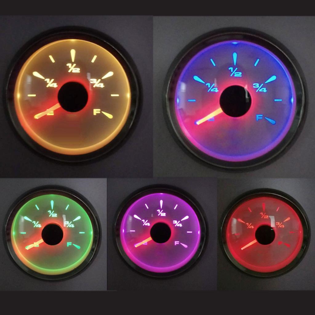 52mm Boat Car Fuel Level Gauge Meter Indicator White Face & Chrome Ring