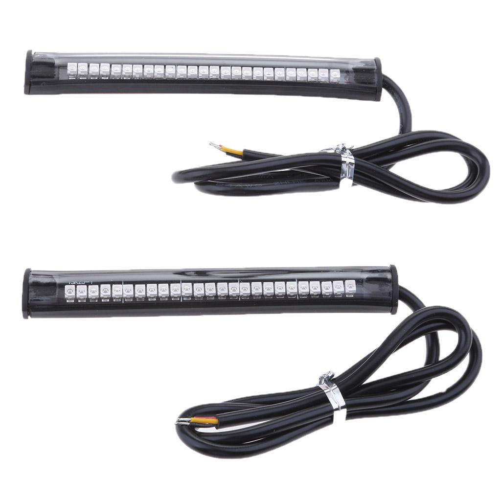 25 LED Motorcycle Flexible Light Strip License Plate Turn Signal Amber