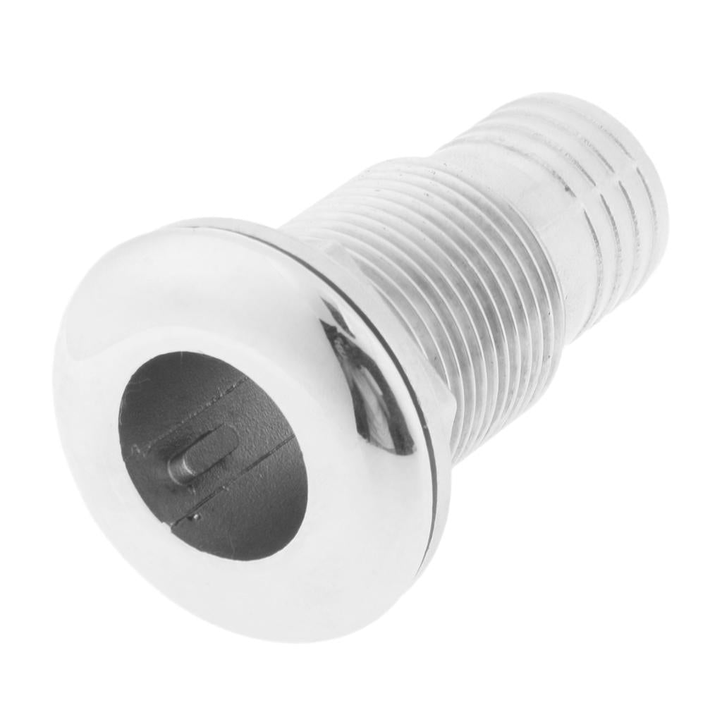 1 Hose Barb Boat Thru Hull Fitting - 316 Stainless Steel Hardware"