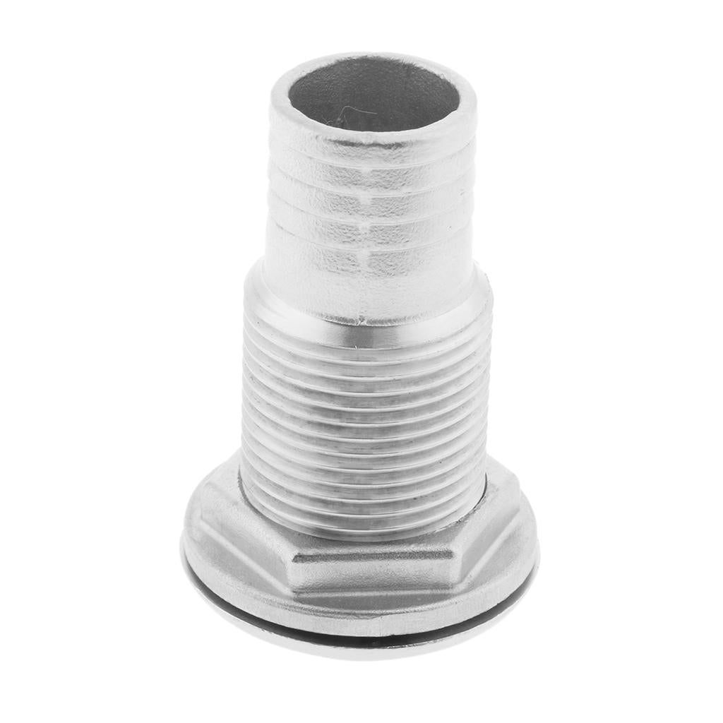 1 Hose Barb Boat Thru Hull Fitting - 316 Stainless Steel Hardware"