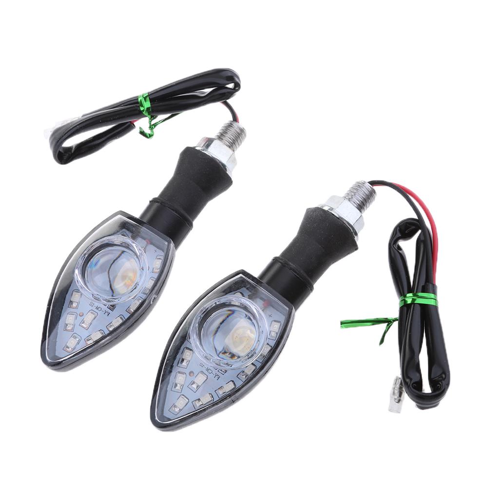 Pair 12V Motorcycle Bike LED Turn Signal Lights Brake Indicator Blue