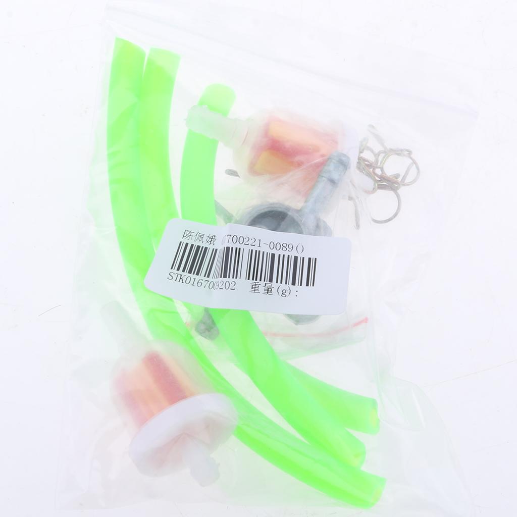 6mm Gas Fuel Filter Petrol Pipe Hose Line + 4 Clips + Tank Switch Green
