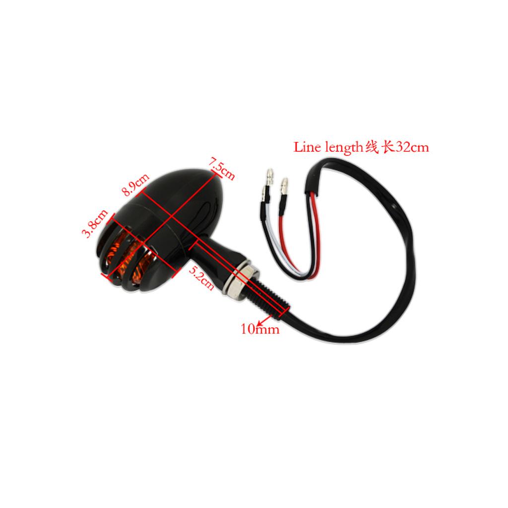 12V 10mm Universal Brake Turn Signal Light Amber Lamp for Motorcycle Chrome
