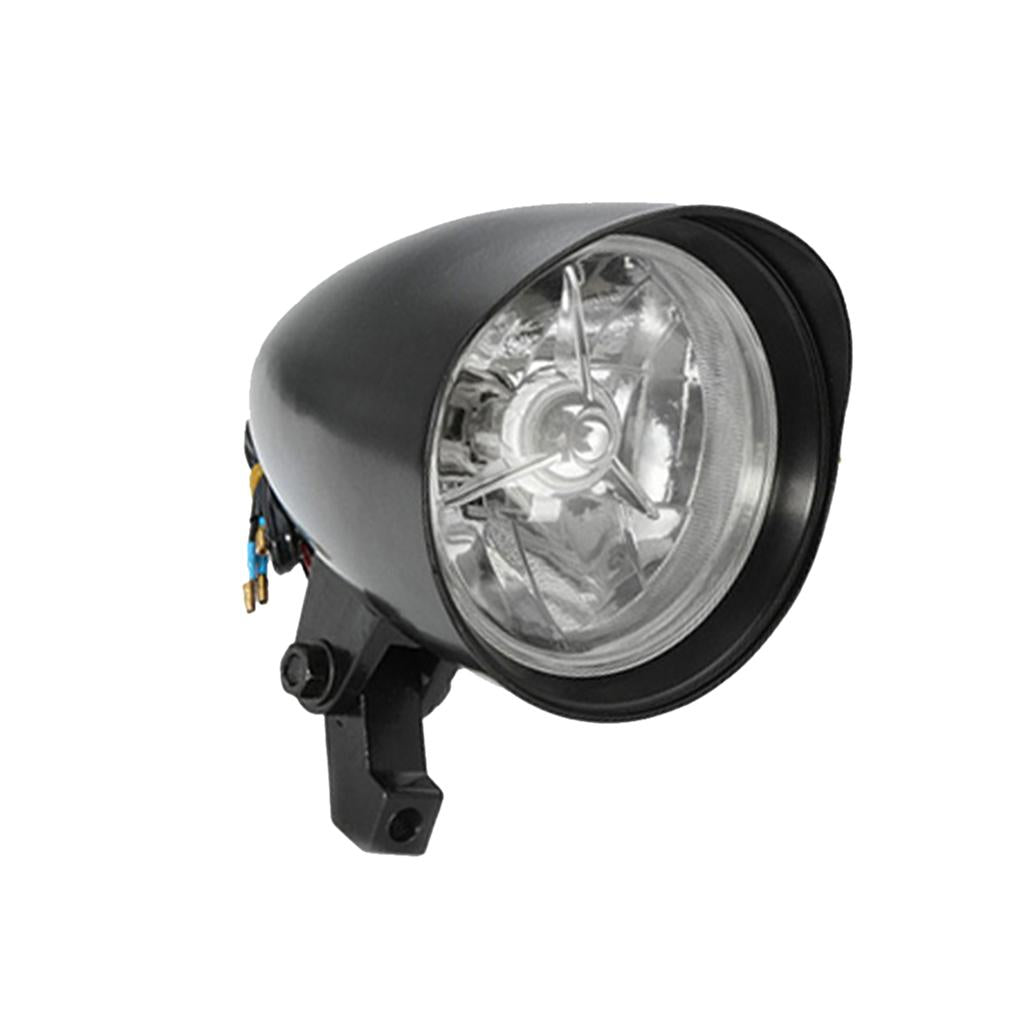12V 5.75 Universal Motorcycle Retro Front Headlight Headlamp 10mm Black"