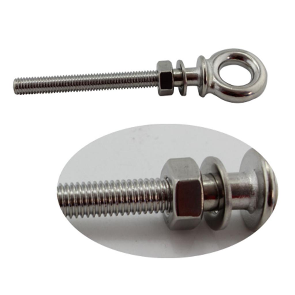 M8 x 80mm Stainless Steel Long Shank Eye Bolt for Washer and Nut