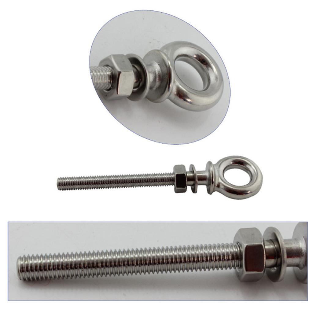 M8 x 80mm Stainless Steel Long Shank Eye Bolt for Washer and Nut