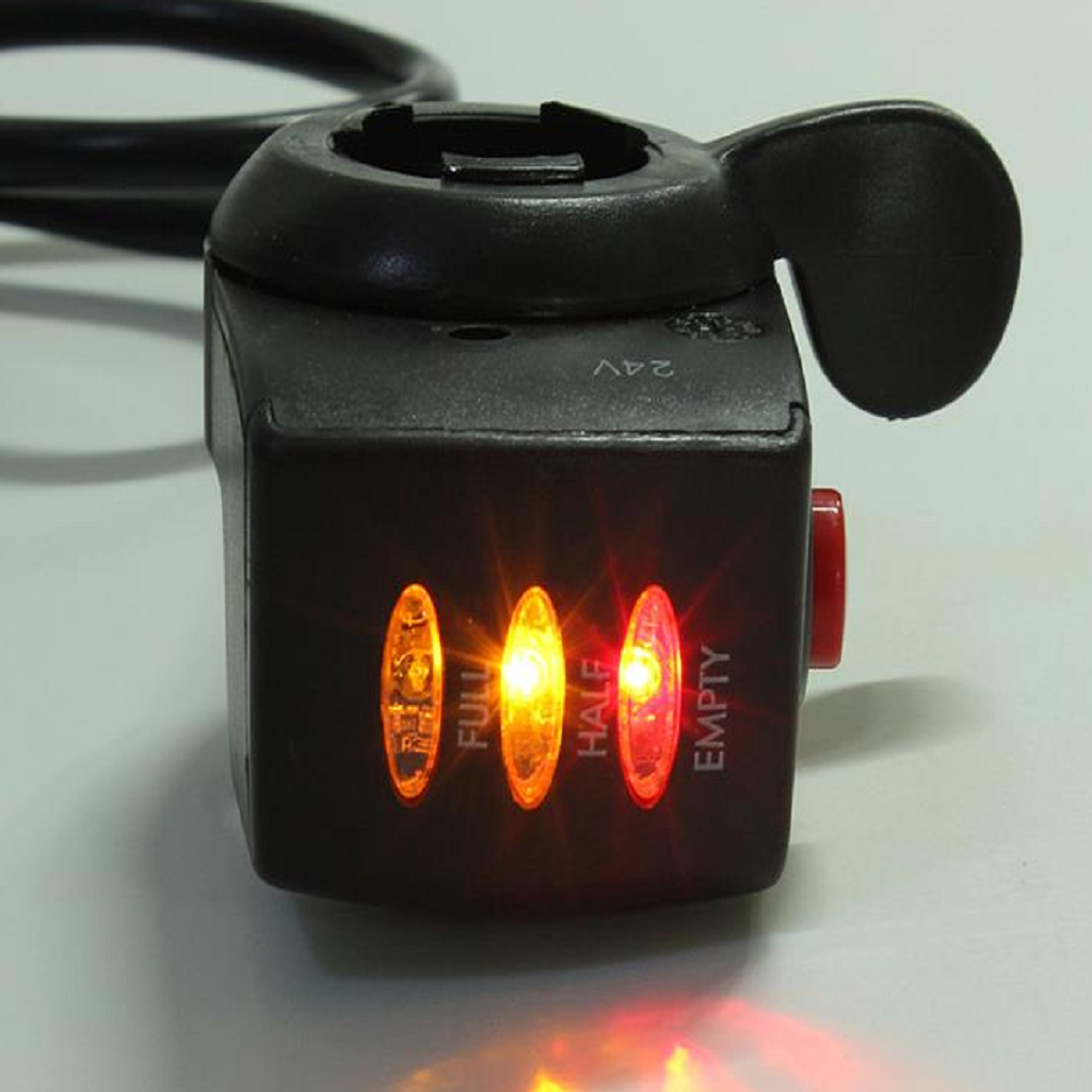 E-Bike Electric Bicycle Throttle 3 LED Indicator Display Button Switch 24V