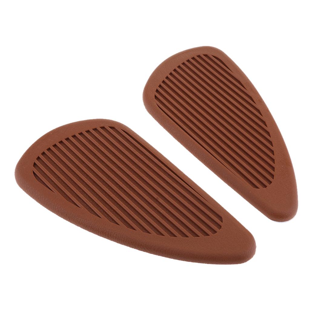 1 Pair Universal Motorcycle Tank Traction Pad Side Protector Brown