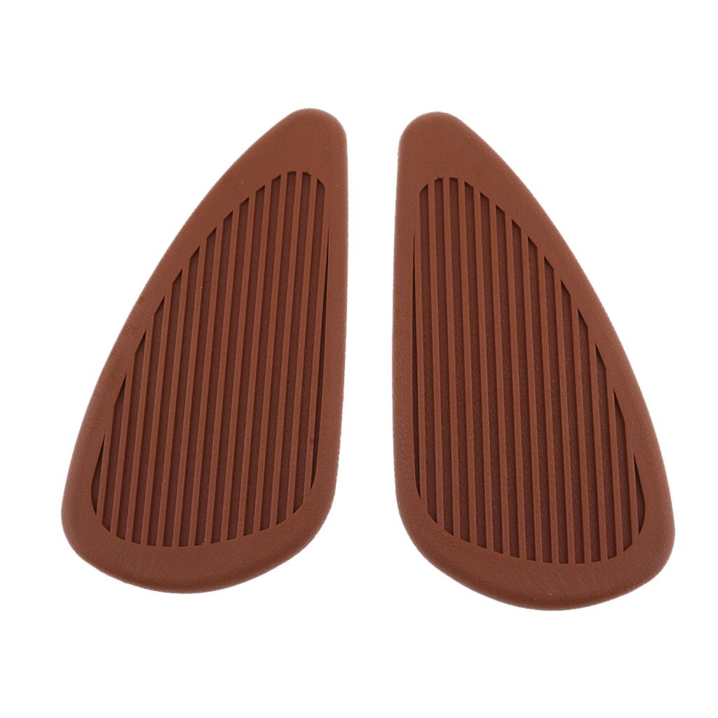 1 Pair Universal Motorcycle Tank Traction Pad Side Protector Brown