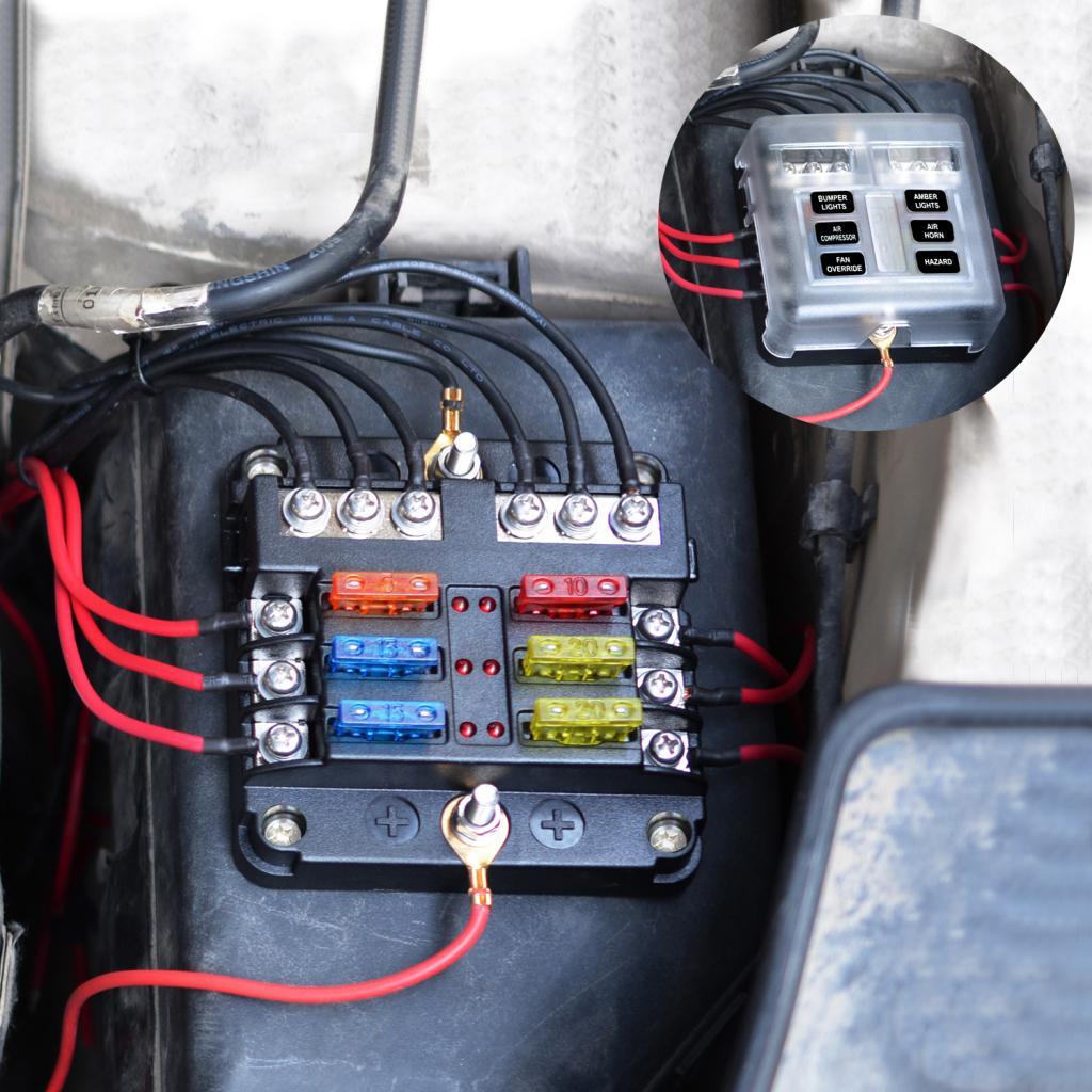 6-Way Blade Fuse Box for LED Indicator and Protection Cover