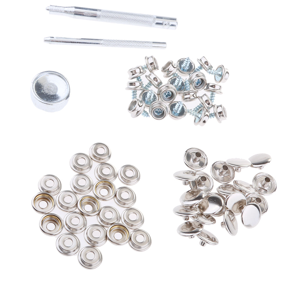 153Pcs Boat Canvas Fabric Snap Cover 12mm Screw Button Socket Fastener Kit