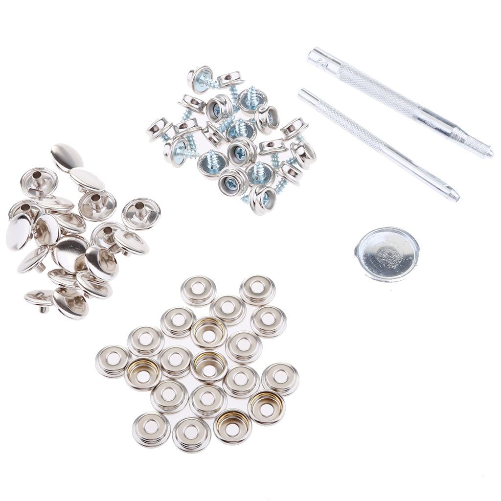 153Pcs Boat Canvas Fabric Snap Cover 12mm Screw Button Socket Fastener Kit