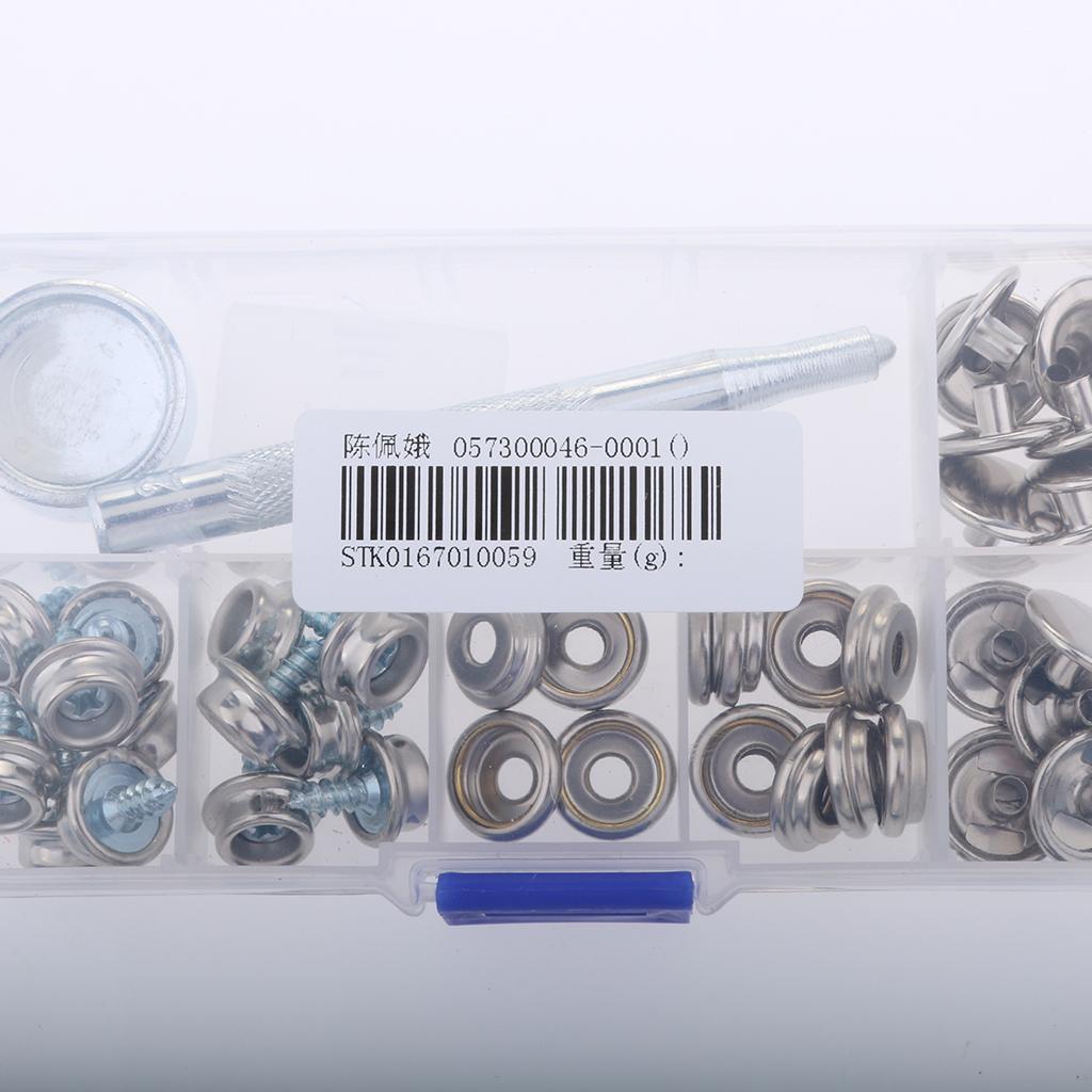 47Pcs Boat Cover Canvas Fastener Snap Button Screw Kit w/ Installation Tool
