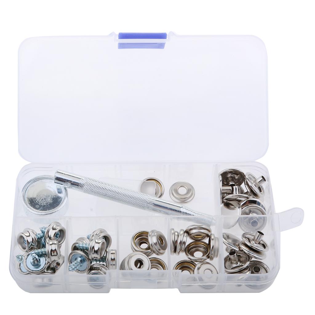 47Pcs Boat Cover Canvas Fastener Snap Button Screw Kit w/ Installation Tool