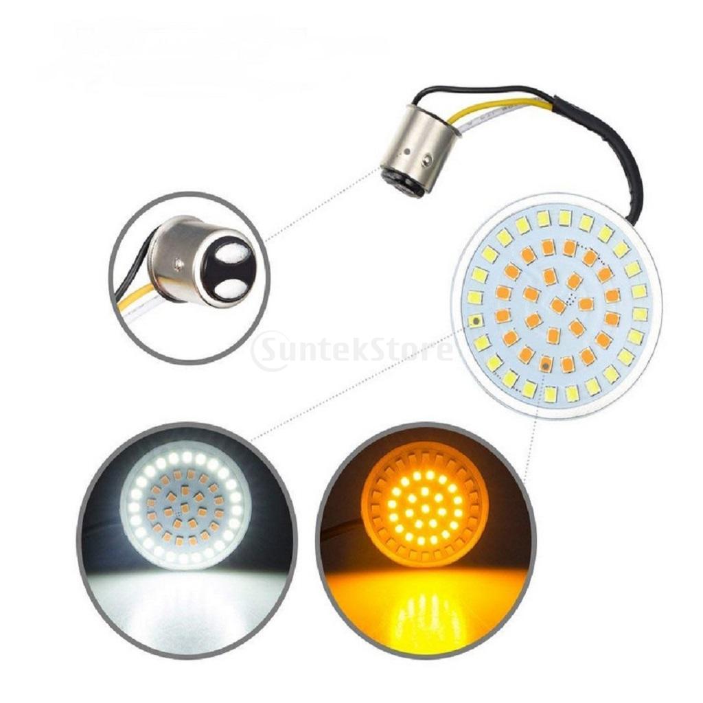 Motorcycle LED Amber Front Turn Signal Lights Indicators for Harley Smoke