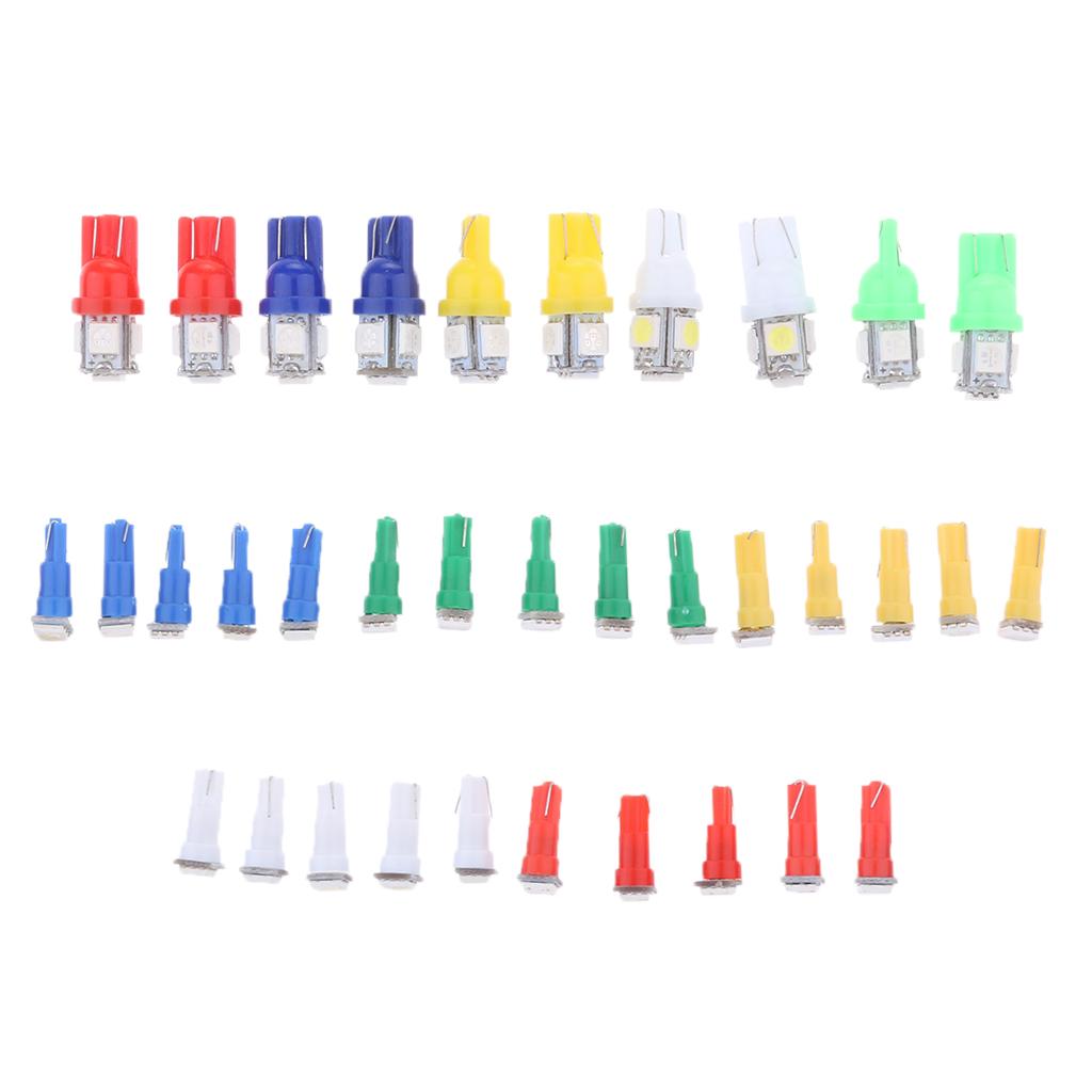 40pcs T5+T10 LED Car Instrument Panel Dashboard Dash Gauge Light Bulb 12V