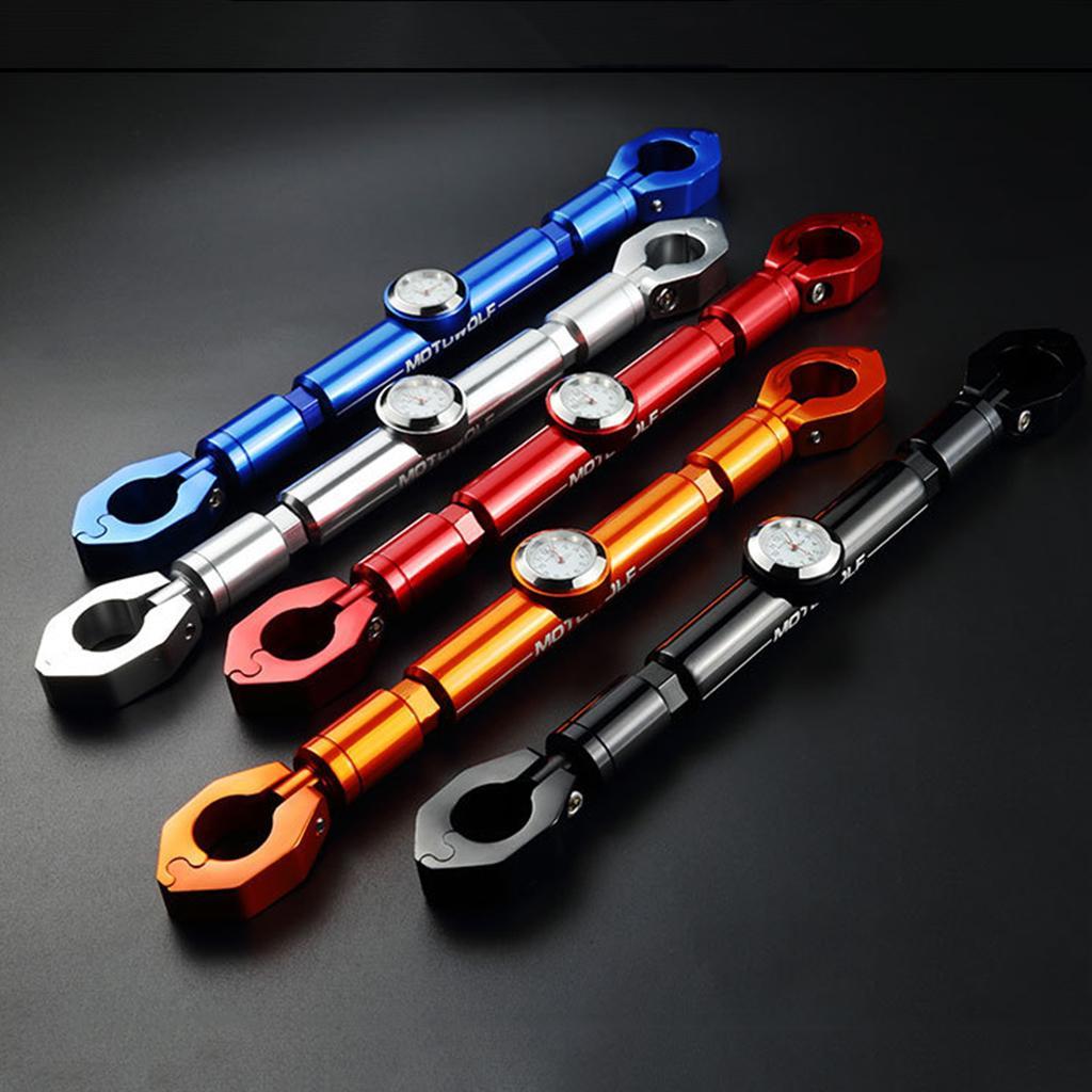 Adjustable Motorcycle 7/8" 22mm Handlebar Cross Bar with Clock Orange