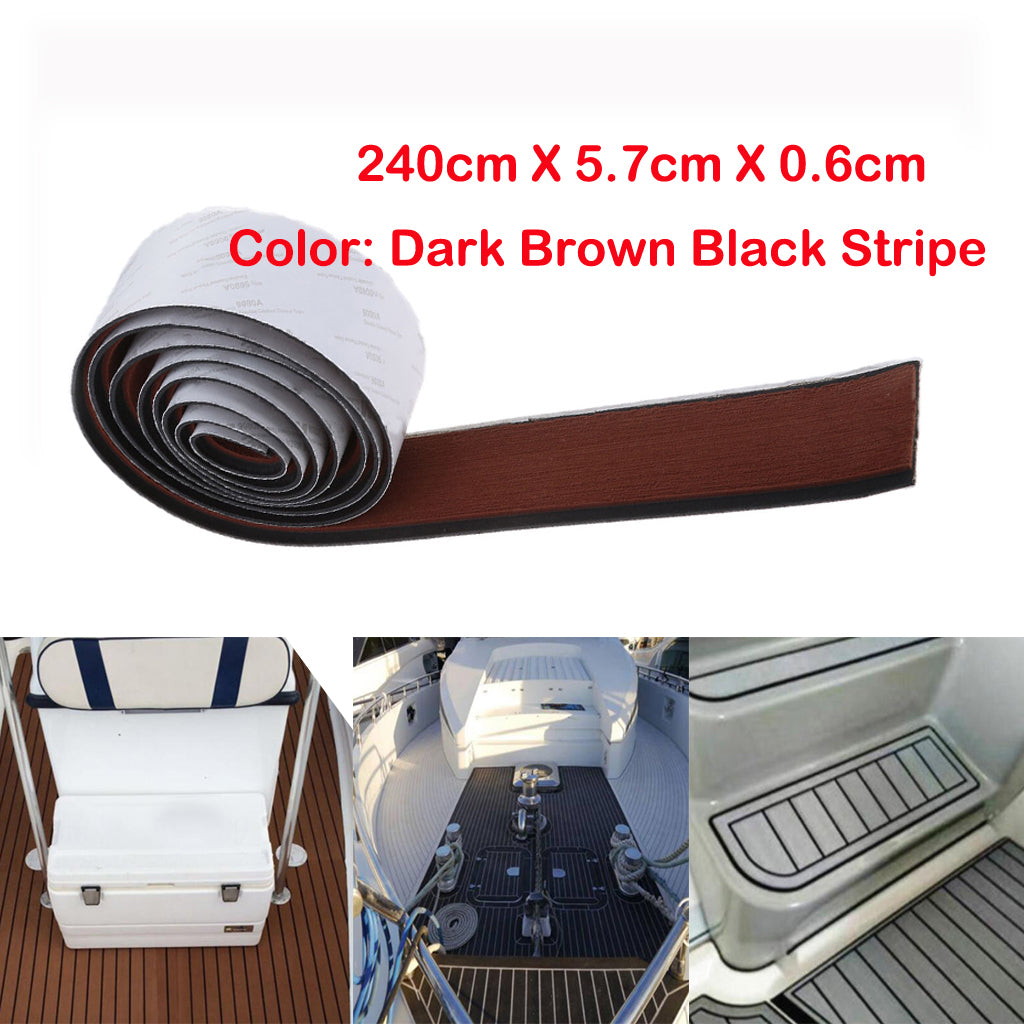 EVA Faux Teak Decking Sheet Marine Yacht Boat Tape Dark Brown Black Stripe
