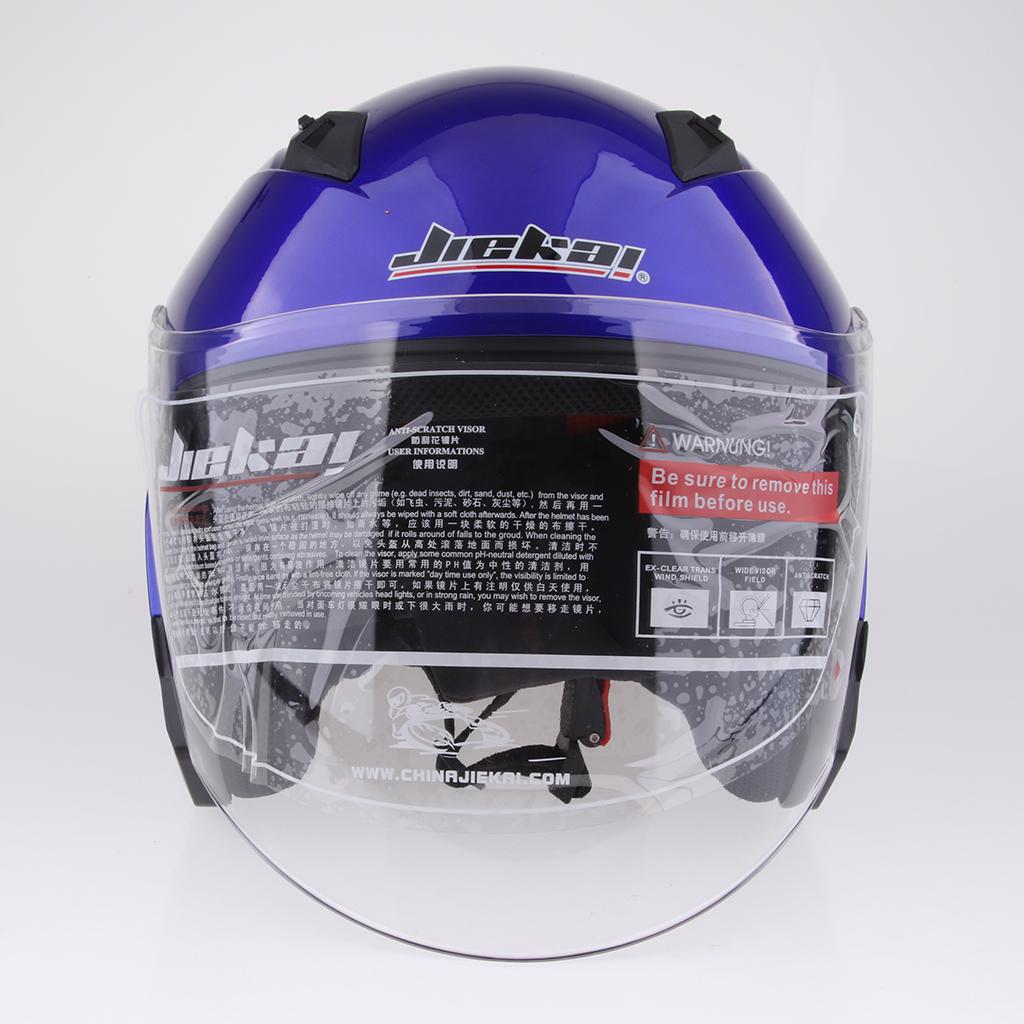 Motorcycle 3/4 Open Face Helmet for Full Face Shield Visor Blue M