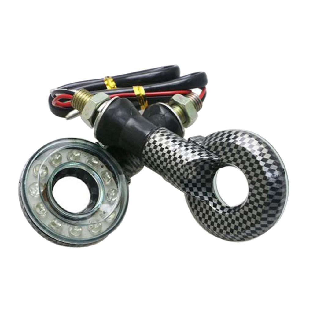 Pair Motorcycle 12 LEDs Turn Signal Indicators Blinkers Amber Lights Lamps