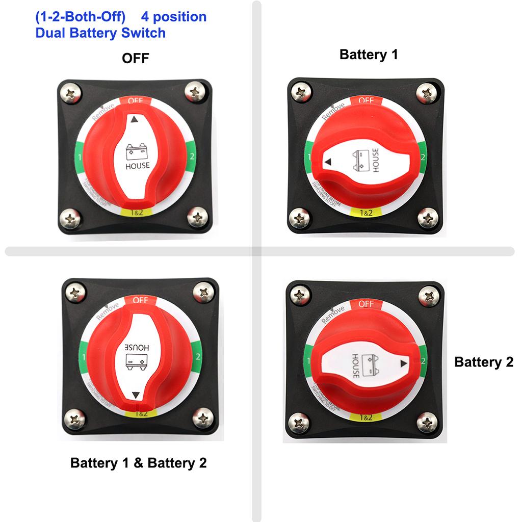On/Off Battery Kill Switch Boat RV Boat Marine 200 Amp 4 Position w/ Afd