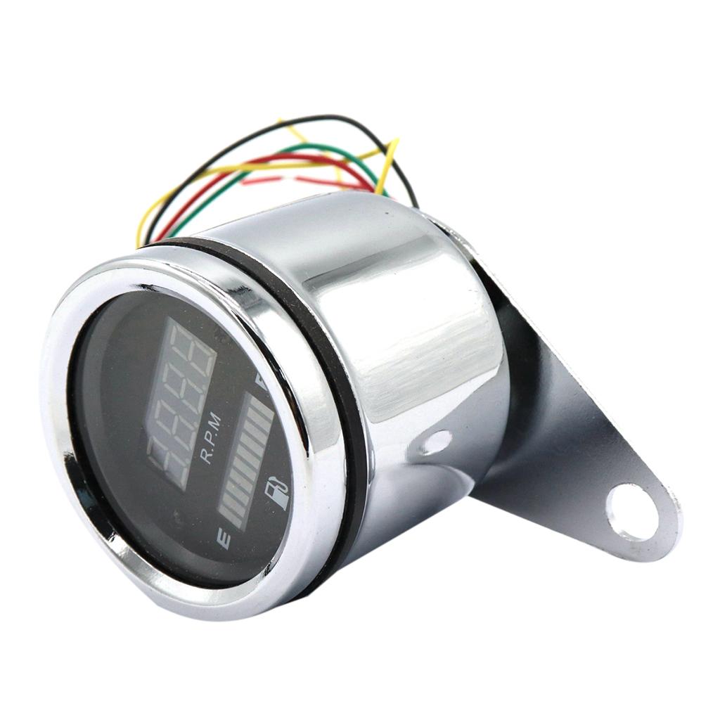 12V Motorcycle Tachometer RPM Fuel Level Gauge LED Indicator