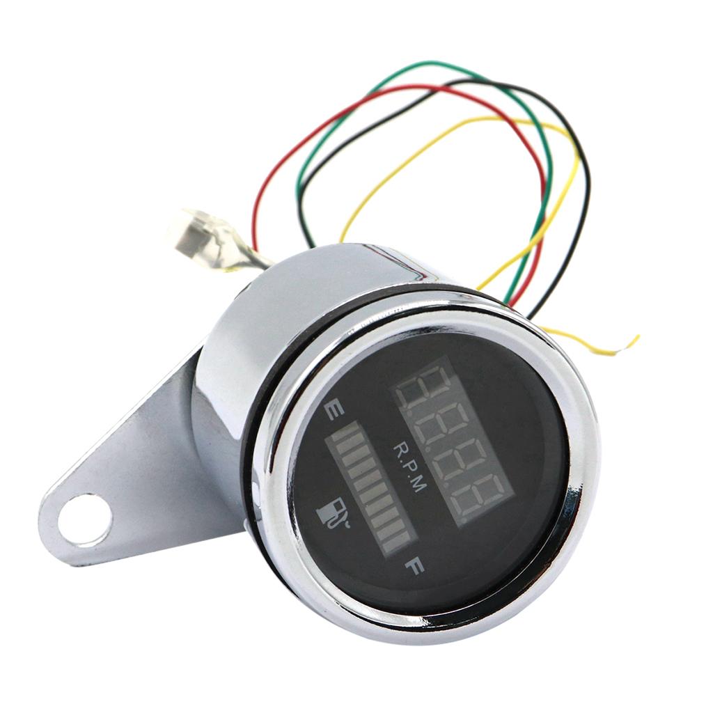 12V Motorcycle Tachometer RPM Fuel Level Gauge LED Indicator