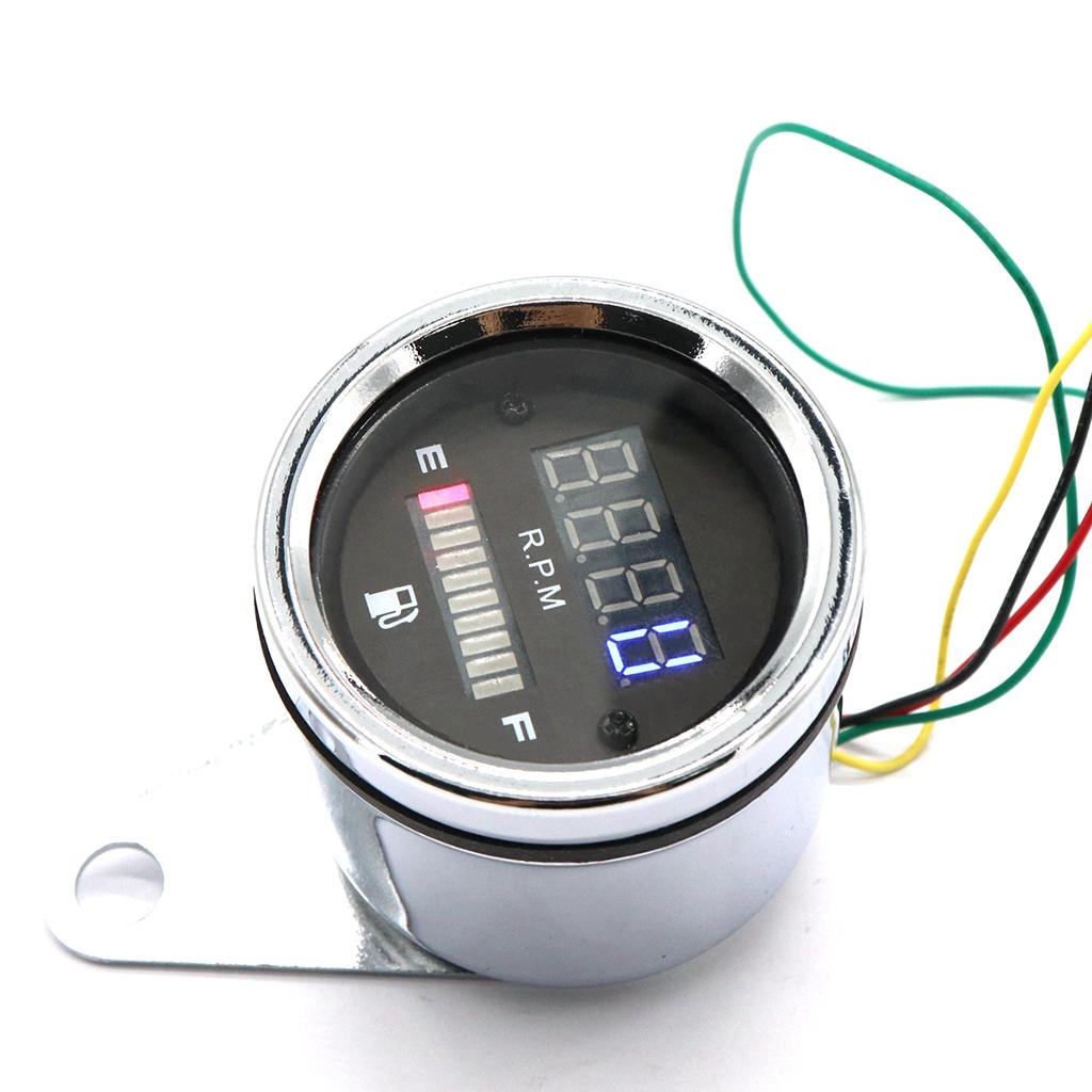 12V Motorcycle Tachometer RPM Fuel Level Gauge LED Indicator