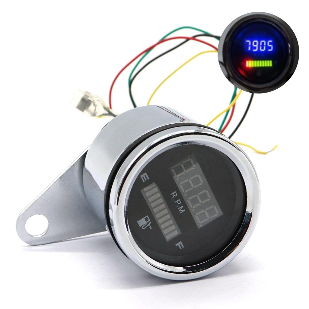 12V Motorcycle Tachometer RPM Fuel Level Gauge LED Indicator