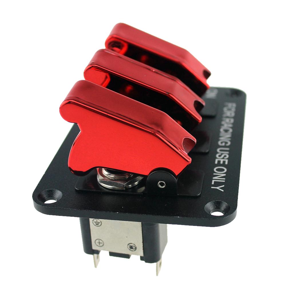 12V Universal Racing Car 3 LED Rocker Switch Panel Flip-up Ignition Toggle