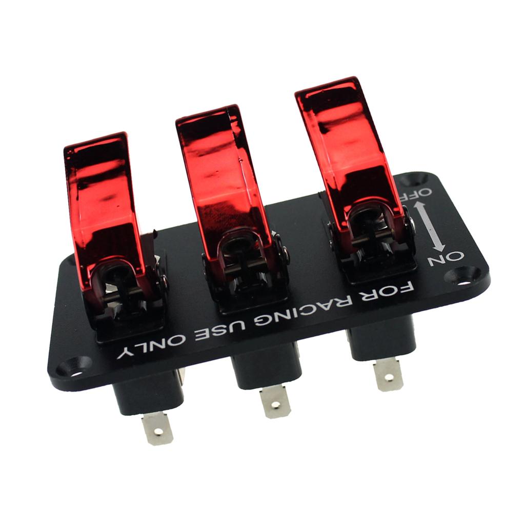12V Universal Racing Car 3 LED Rocker Switch Panel Flip-up Ignition Toggle