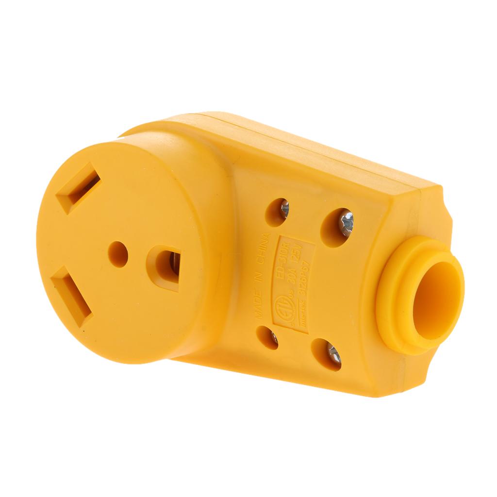 RV Camper 125V 30Amp Replacement Famale Plug Yellow Grip Handle Heavy Duty
