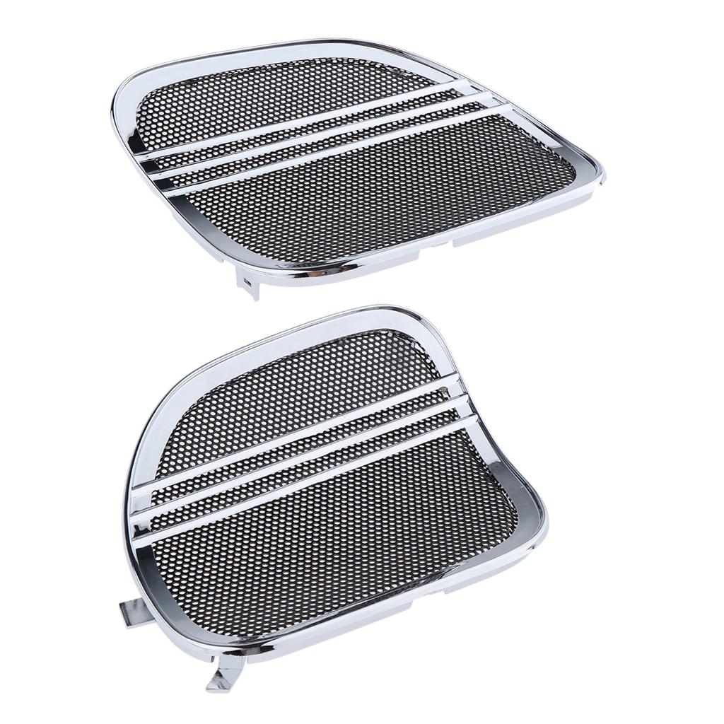 Silver Tri Line Speaker Grills Covers Accents for Harley Road Glide 2015-17