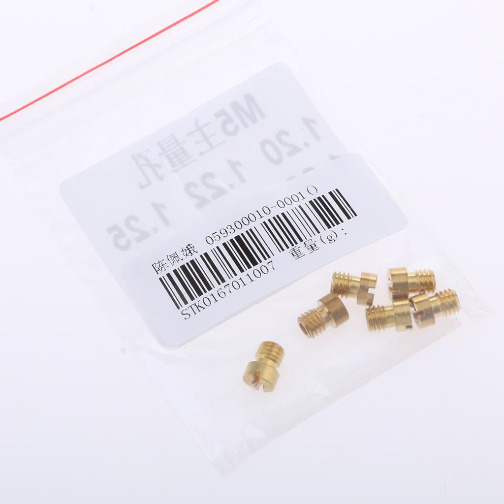 M5 Thread Motorcycle Main Jet Kit Carburetor 120-132 6 Size Injector Nozzle