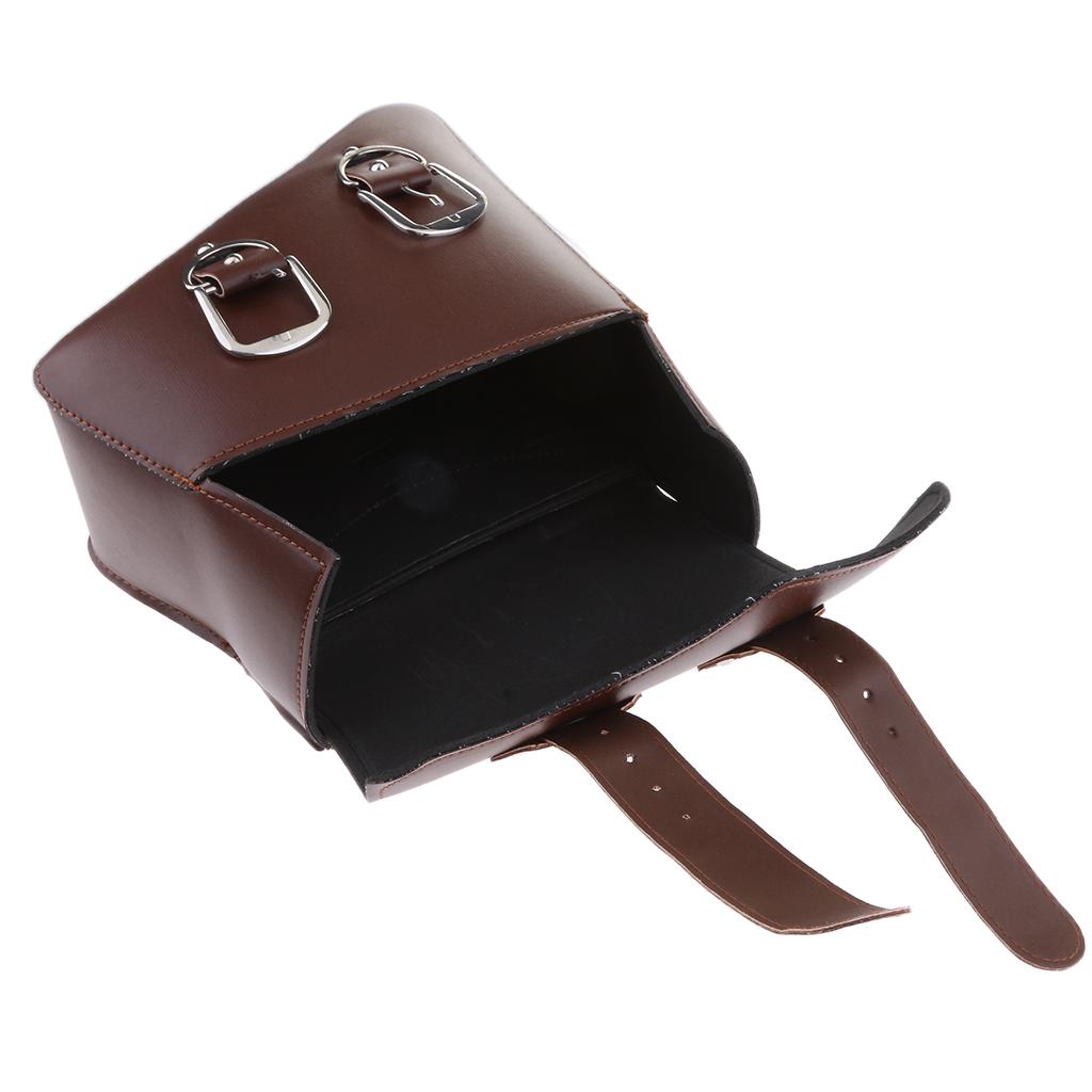 Universal Motorcycle Side Bag Saddle Bags Fork Tool Pouch Storage Luggage Brown
