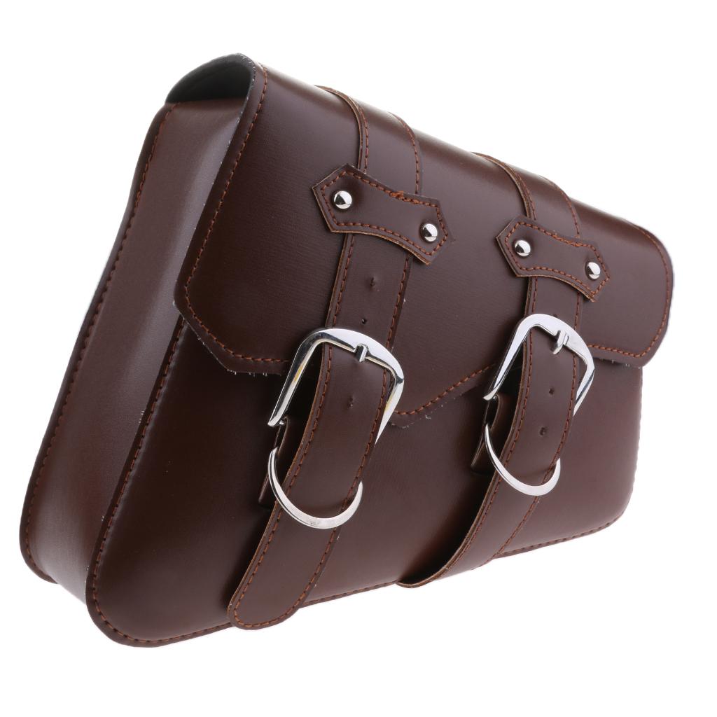 Universal Motorcycle Side Bag Saddle Bags Fork Tool Pouch Storage Luggage Brown