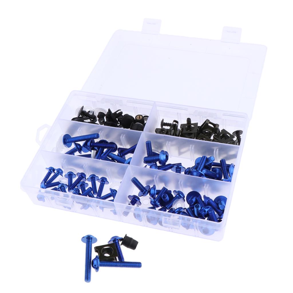 170Pcs Motorcycle Complete Fairing Bolt Kit Fastener Clips Screws Blue