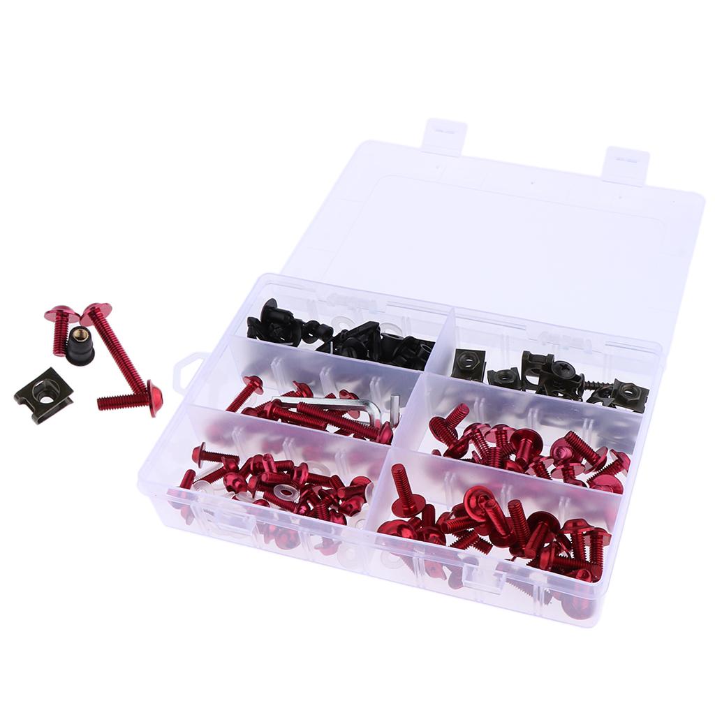 173Pcs Motorcycle Complete Fairing Bolt Kit Fastener Clips Screws Red