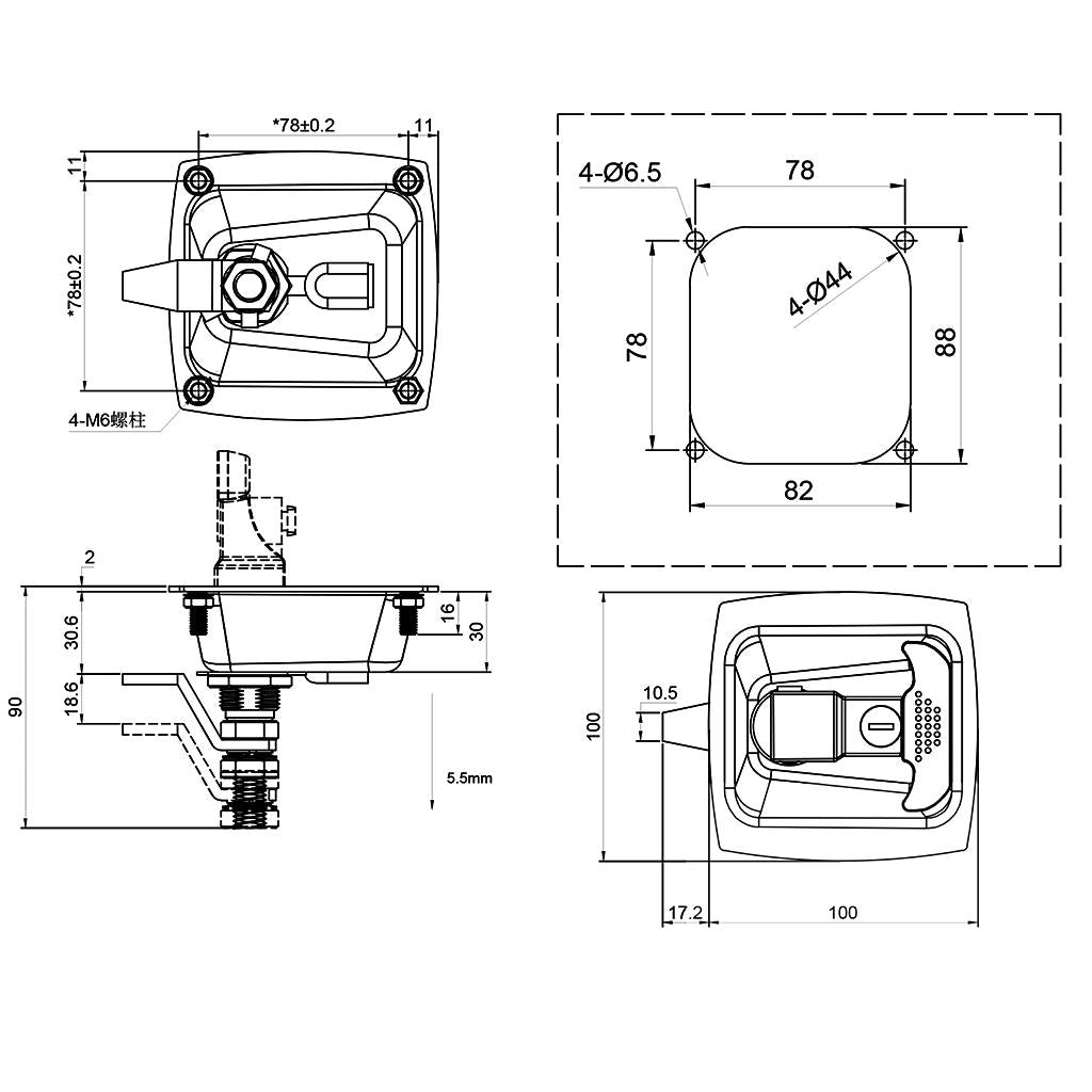 Flush T Handle Locking Latch Heavy Duty for Trailer Door Tool Box Canopies