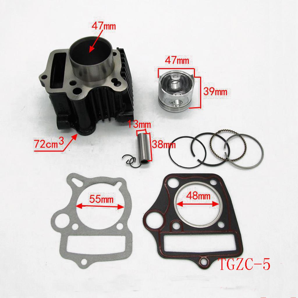 47mm Cylinder Head Piston Kit for 70cc Engine ATV Dirt Bike Go Karts