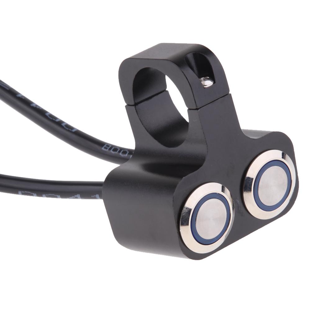 25mm Handlebar Motorbike LED Switches Horn Brake Kill Stop ON-OFF Blue