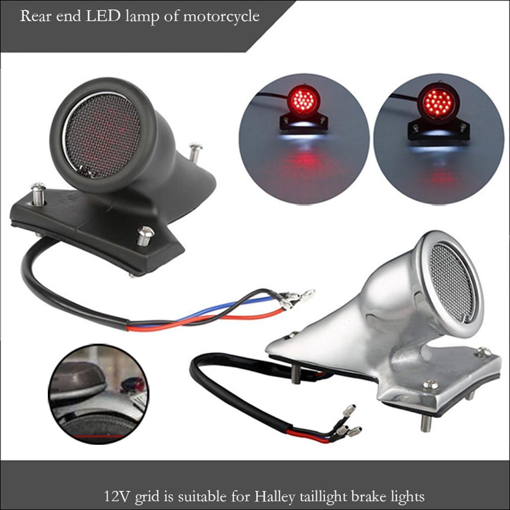 12V Motorcycle Grid LED Brake Tail Light with Metal Shell for Harley Silver