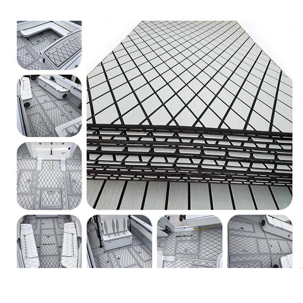 Boat Flooring Mat Faux Teak Decking Yacht Sheet Pad Cross Dark Grey