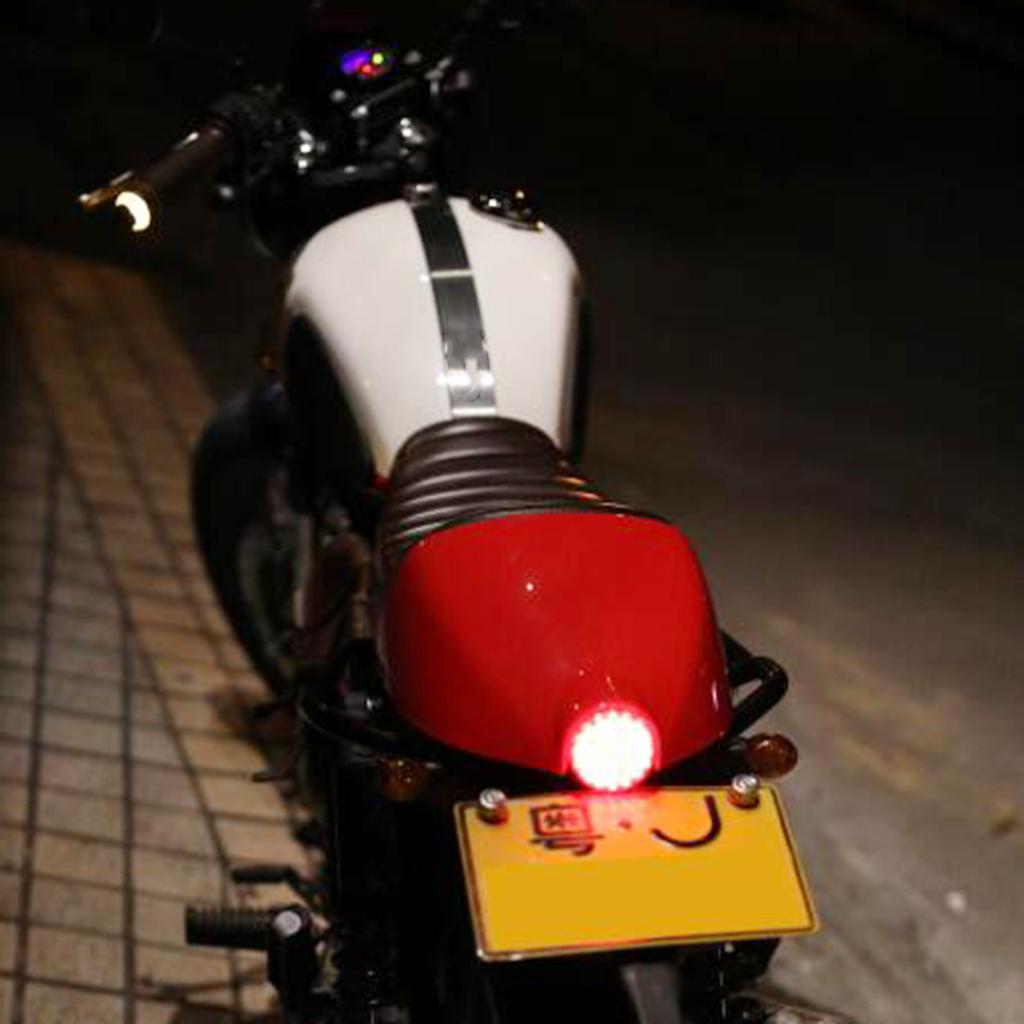 Motorcycle Rear Seat Cowl Cover with LED Light for Cafe Racer - Matt Black
