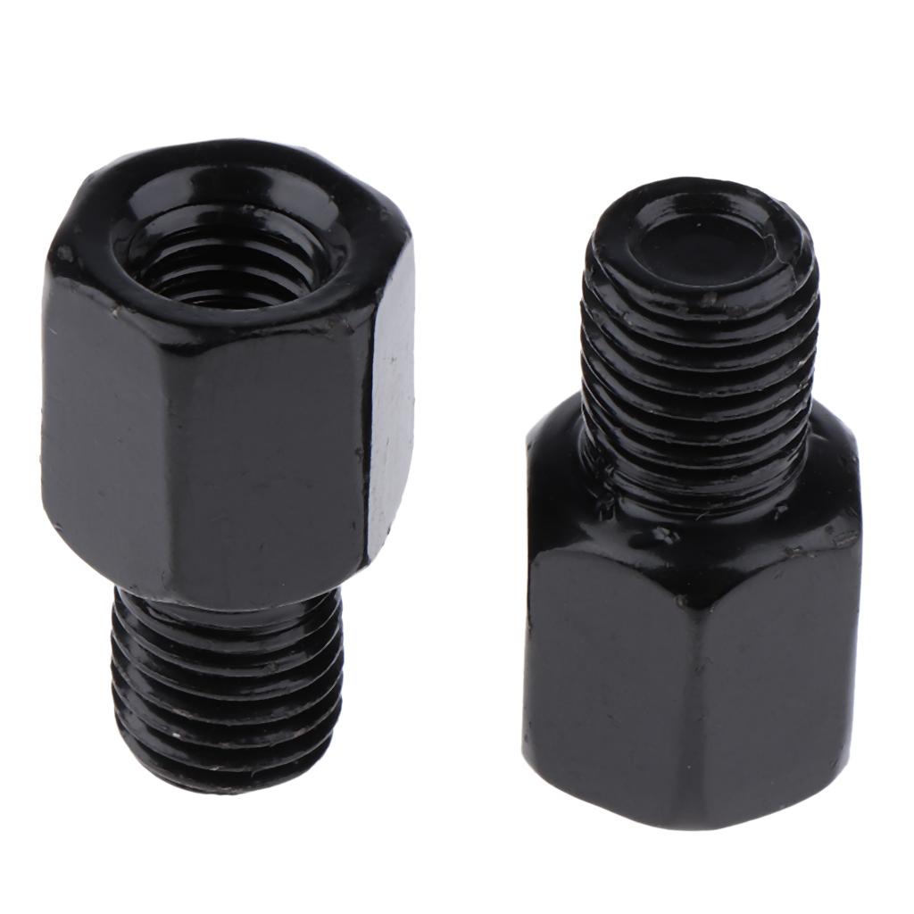 2xScooter Motorcycle Rearview Side Mirror RH 8mm - LH 10mm Adapter Black
