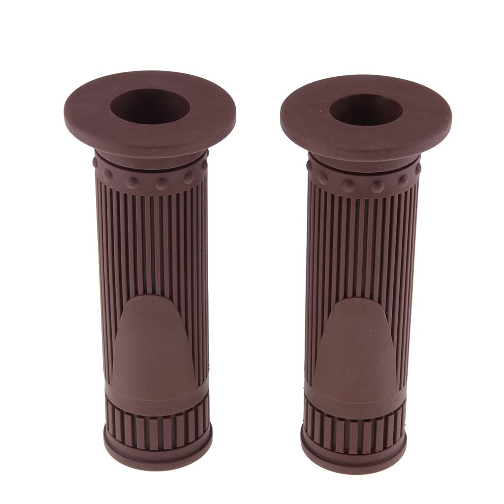 Universal Motorcycle 7/8" Handle Bar Hand Grips Retro Handlebar Dark Brown