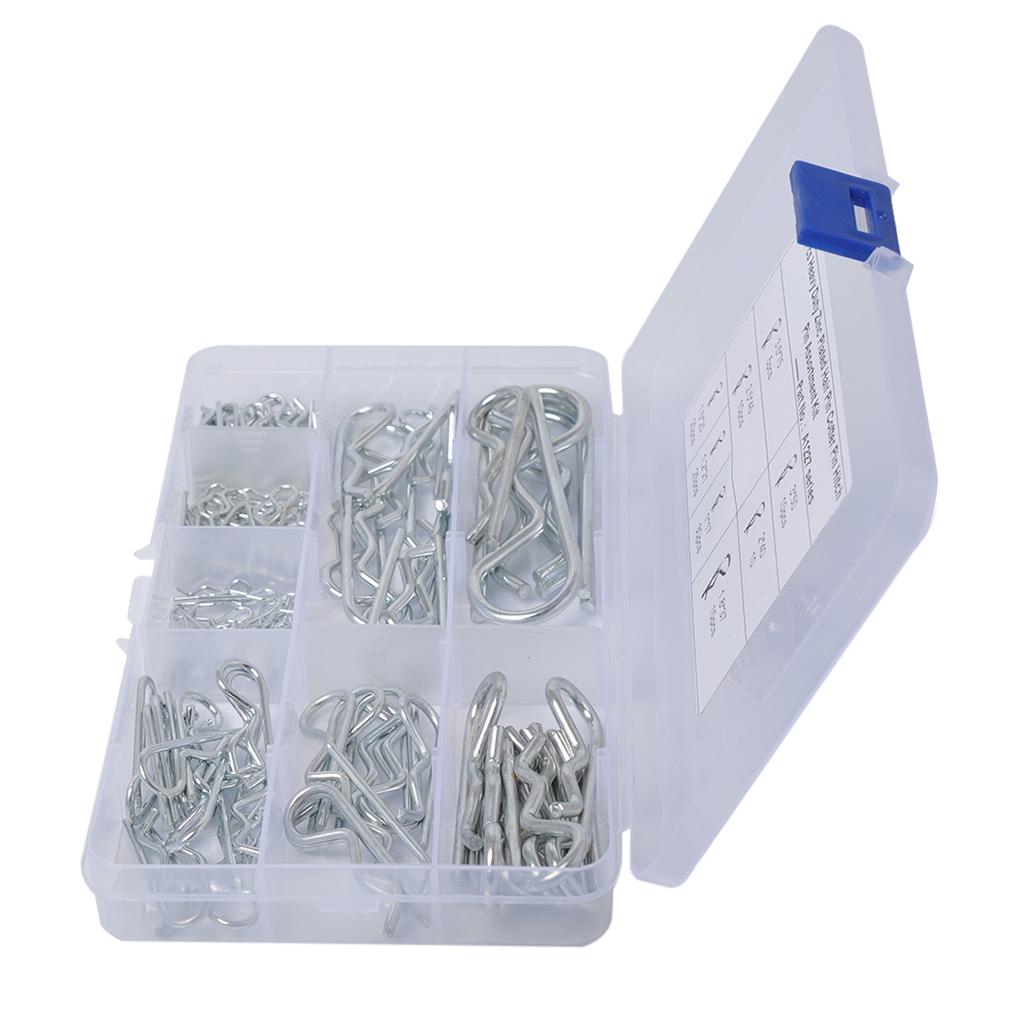 125x R Pin Mechanical Hitch Hair Tractor Clip Assortment Kit Case Set Cotter