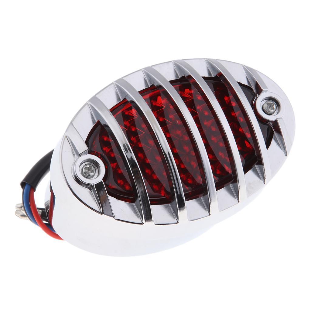 Griile Oval Motorcycle Stop / Tail / Brake LED Licence Plate Light Chrome