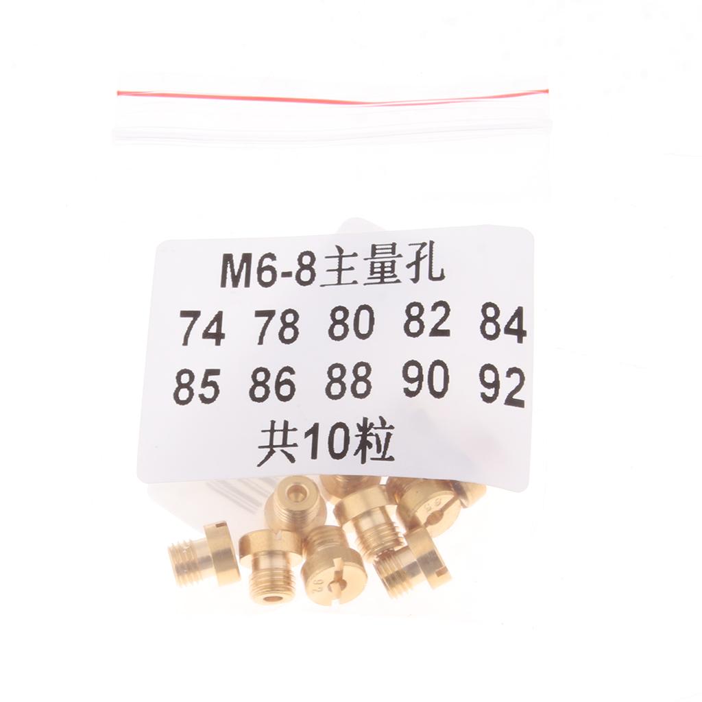 10Pcs M6 Motorcycle Carburetor Main Jet 74-92 Carb Injectors Nozzle Kit